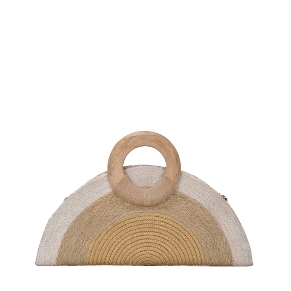 Natural Boho Crossbody Half Moon Taco Shaped Bag Summer Fun Bag